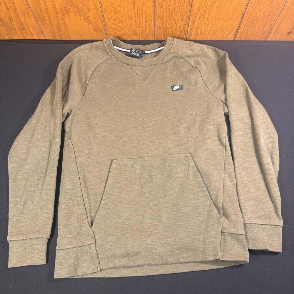 Nike Men's Size S Olive Green Crewneck Sweatshirt with Front Pocket